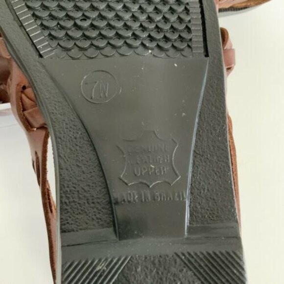 Predictions Brown Leather Woven Flats 7 Wide - Picture 6 of 10